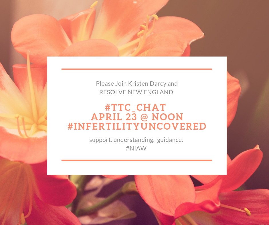 Kristendarcy's tweet photo. Can you #TTC_Chat today @ noon?  #NIAW #Infertilityuncovered @RESOLVENewEng @ReprodMed @TrakFertility @pregnantishmag 
@OneMoreShotDoc @BarbRESOLVE  @resolveadvocacy  
 @marketingmaven  @DrSerenaHChen  
#fertility #ivf #infertility #ttc #pregnancy #ivfjourney #fertilitycoach https://t.co/cBY9jxWb2Z