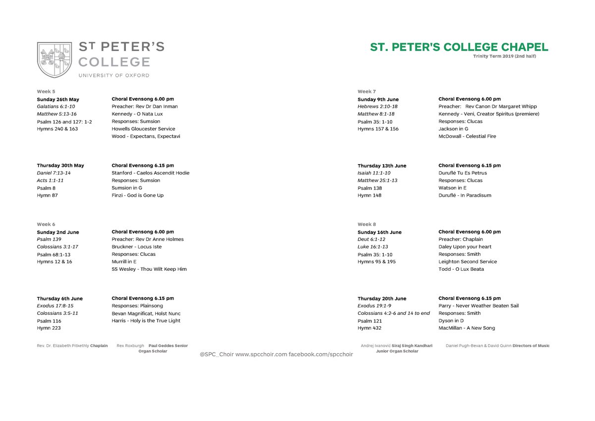 St Peter's Choir (@spc_choir) on Twitter photo šÆ Check out this term's music list š¼ <a href="/SPC_Oxford/">St Peter's College</a> #evensong #oxford #choir #music šÆ Check out this term's music list š¼ <a href="/SPC_Oxford/">St Peter's College</a> #evensong #oxford #choir #music
