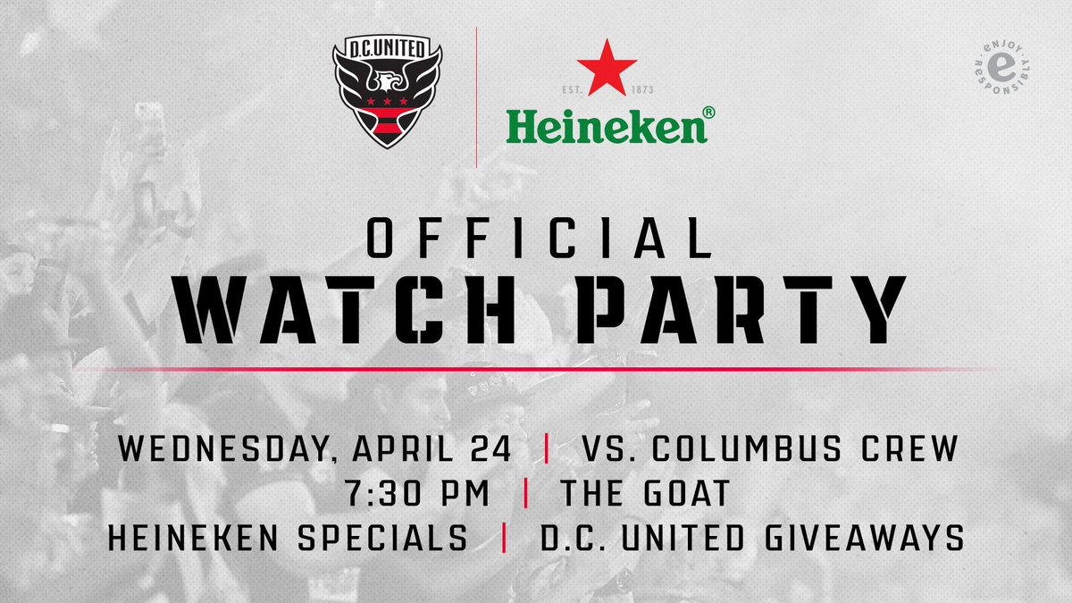 dcunited's tweet photo. ICYMI | The @Heineken official watch party is taking place at @goatva in Arlington. Grab your friends and join us for discounted Heineken drinks 🍻

#DCU | #CLBvDC https://t.co/lhT9yRJcN5