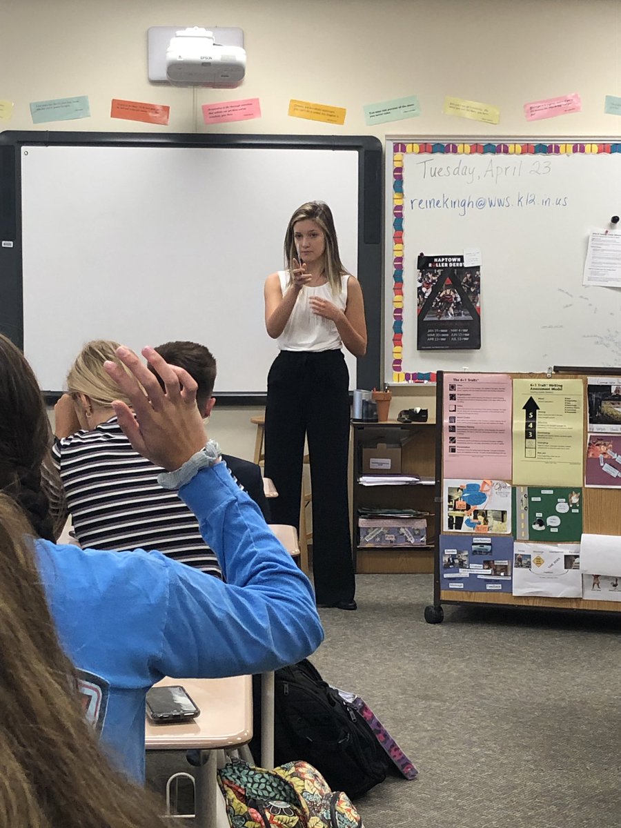 hreineking's tweet photo. Invitational rhetoric presentations in #ACPspeech today: Abby on mainstreaming SpEd, Zoe on mental health stigmatization, Chloe on Planned Parenthood funding, &amp; Evan on performance-enhancing drugs @WWSWHS https://t.co/TTQdrnExcs