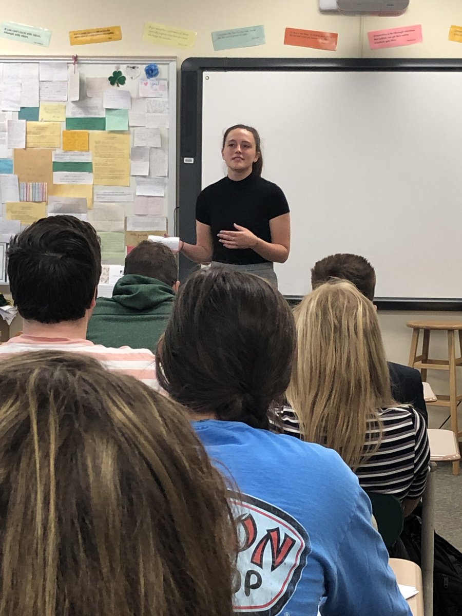 hreineking's tweet photo. Invitational rhetoric presentations in #ACPspeech today: Abby on mainstreaming SpEd, Zoe on mental health stigmatization, Chloe on Planned Parenthood funding, &amp; Evan on performance-enhancing drugs @WWSWHS https://t.co/TTQdrnExcs