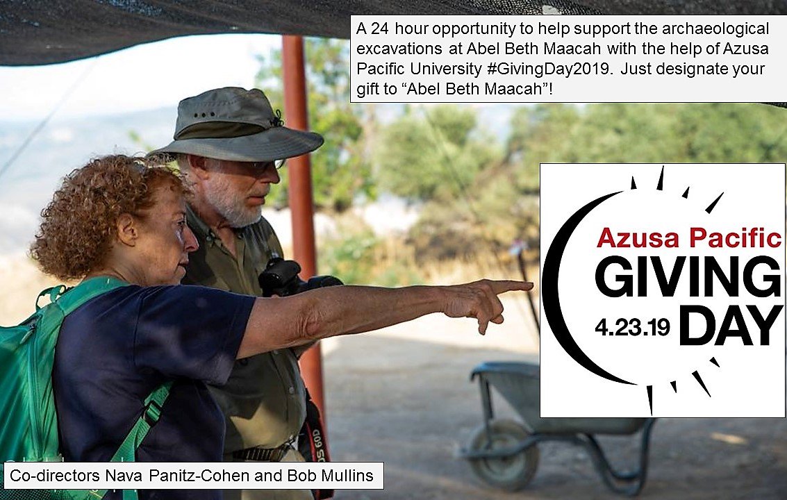 APU Giving Day is here! 24-hours to support programs at Azusa Pacific University, including the archaeological dig at Abel Beth Maacah. Give in any amount. Designate your gift to "Abel Beth Maacah". Thank you!
givecampus.com/schools/AzusaP…

#APUGivingDay