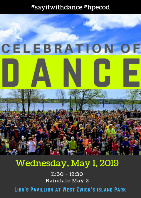 HPEschools's tweet photo. Celebration of Dance will be held on Wednesday, May 1, 2019 at Zwick’s Park beginning at 11:30 a.m.  It’s all about being active and having fun! @Dance_HPE  #hpecod  #sayitwithdance
https://t.co/v1poBvuP1P https://t.co/loDLyzXWQ7