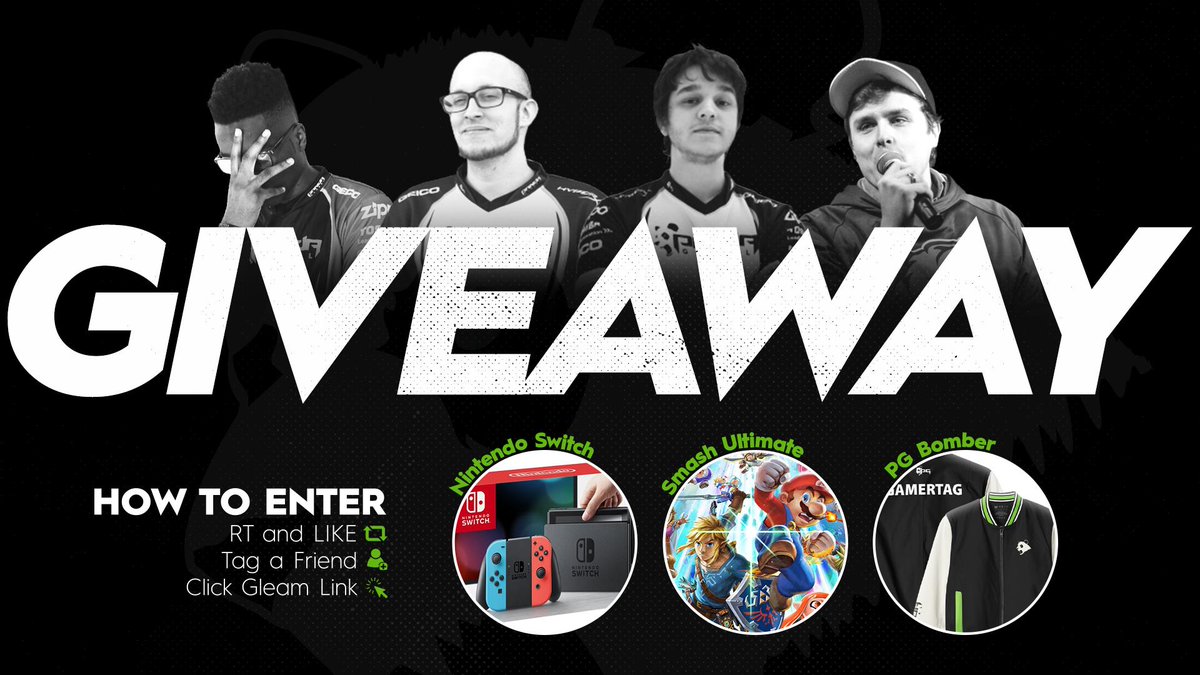 PandaGlobal's tweet photo. What better way to celebrate our Smash Ultimate team than by doing a giveaway? You know the drill. 😉

1️⃣ Like+RT
2️⃣ Tag a friend
3️⃣ Click the gleam https://t.co/tJtVgfvnNQ

Enter to win a Nintendo Switch, a copy of Smash Ultimate &amp; a PG bomber!

Giveaway ends 5/7 w/ one winner. https://t.co/R00nnYEbPV