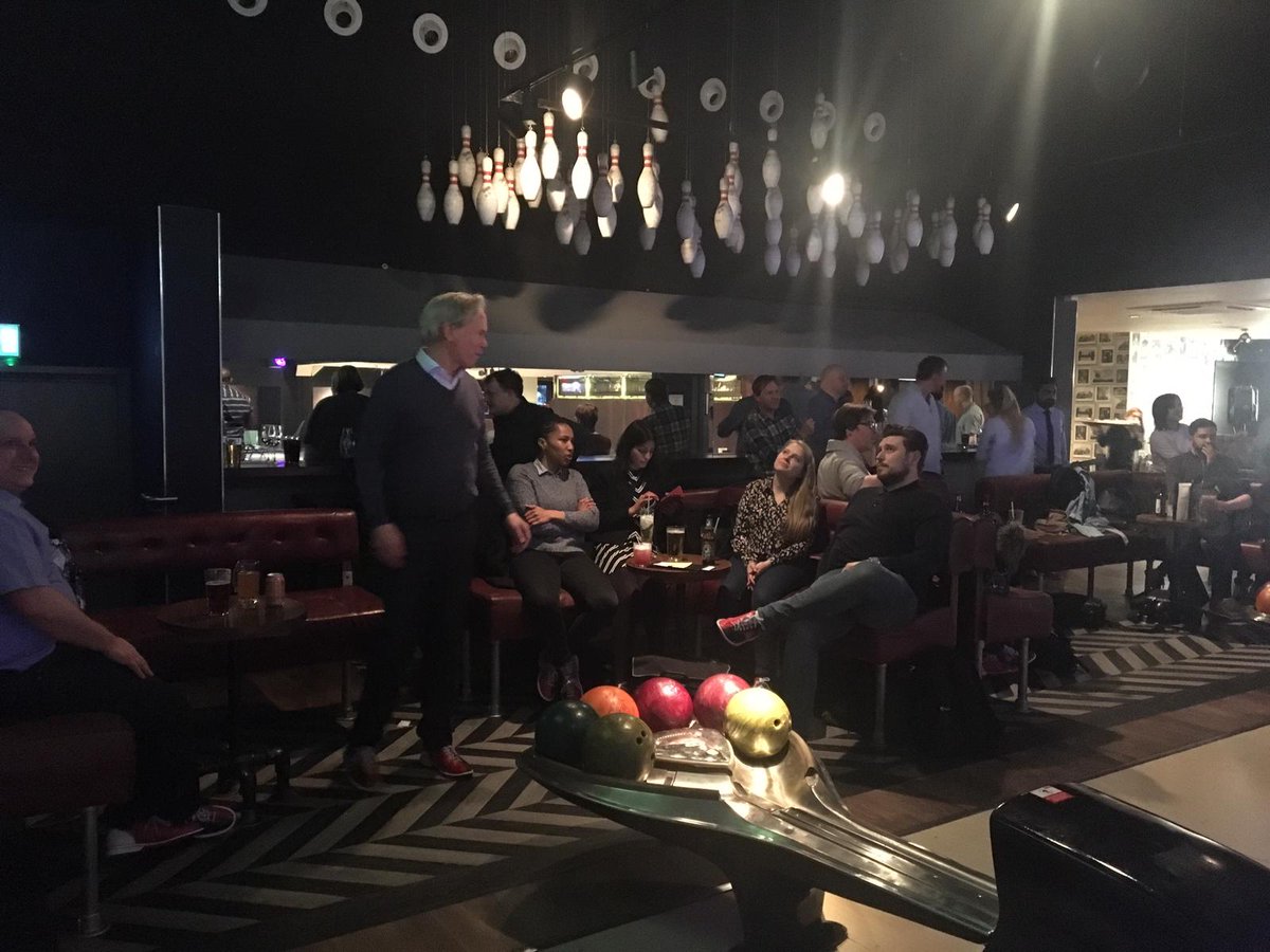 DevoteamUK's tweet photo. Bowling + @DevoteamUK = Dan King making us all realise we shouldn't leave our day jobs! Well done to Olive Brady for organising a great night's fun recently at #AllStarLanes on Brick Lane for colleagues to eat, drink and bowl down some pins. Magic! #DigitalTransformakers https://t.co/3Oi2UKHA4r