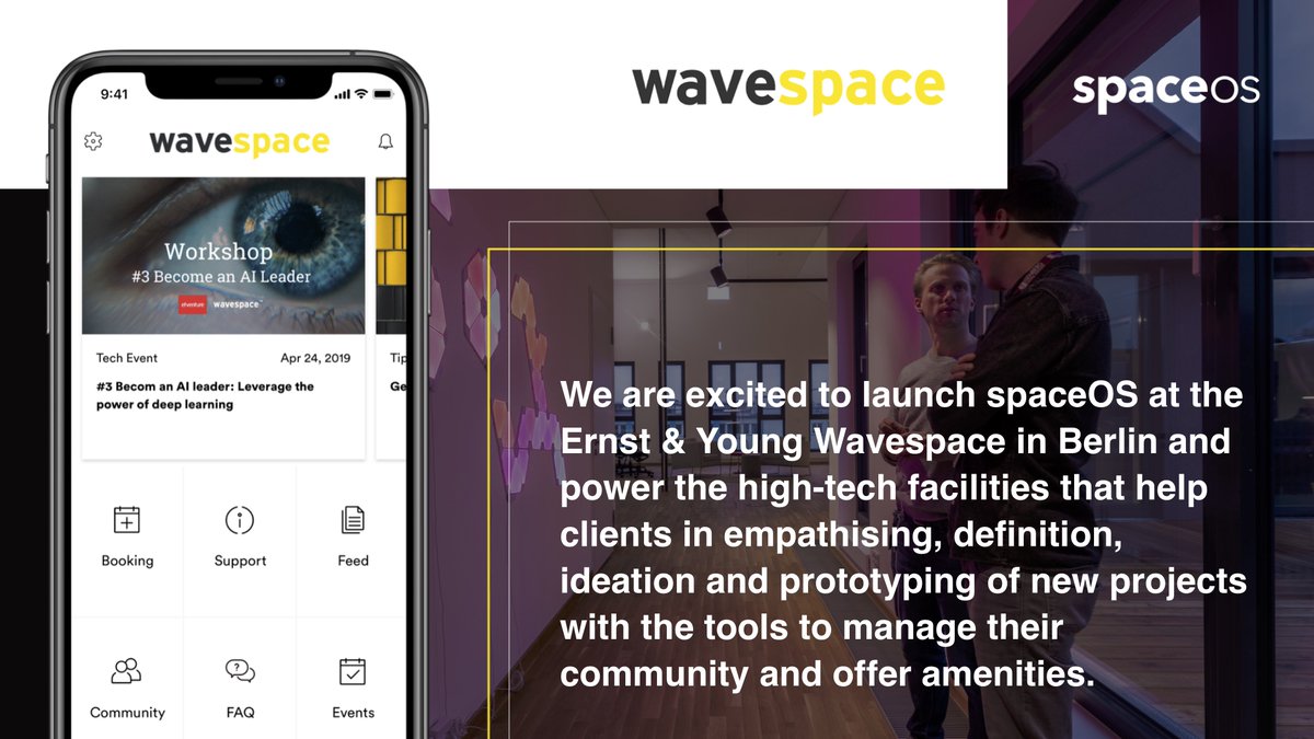 spaceOS is not only for CRE landlords or coworking but also a great community, support and amenities tool for accelerator spaces, distributed offices, and innovation centers like #wavespaceberlin by <a href="/EY_Germany/">EY Germany</a> &amp; <a href="/etventure/">etventure</a>
Which is now powered with #spaceOS #TenantExperience