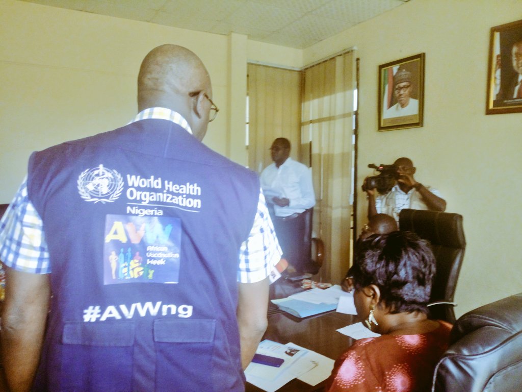 DynamicPlateau's tweet photo. On the Plateau: #PressBriefing by Hon. Comm. for Health Dr. Kuden D. Kamshak to Celebrate #AVW2019 in the State with #WHO &amp; Other Partners present. @WHONigeria @DrClementPeter @CWarigon @BrakaFiona @DrRichardBanda  @KulchumiIsaHamm @wadzingi https://t.co/JilNF8mGd5