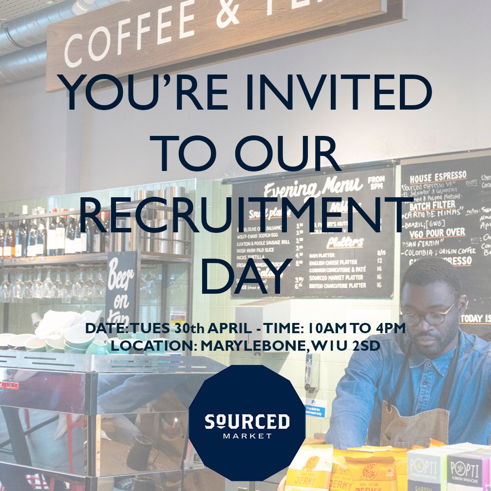 SourcedMarket's tweet photo. We’d love to meet you! We have roles across our business available, so drop in on the day, or email Charlotte at people@sourcedmarket.com with your CV or to let us know you're coming 🙌 Date: Tues 30th April Time: 10am - 4pm Location: Marylebone, W1U 2SD
 #Recruiting #LondonJobs https://t.co/mYI9Tth5nx