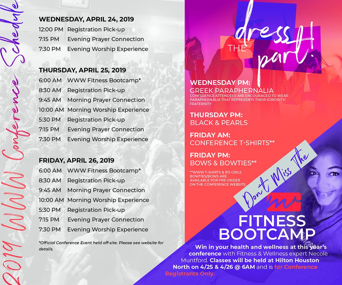 TheWomenWhoWin's tweet photo. We are planning special times of enrichment that can only be experienced if you are present. Press your way, you have to be @TheWomenWhoWin Conference 2019. On-site registration will be available tomorrow at noon. #WWW2019 #LetsWinTogether https://t.co/Aj76vWVj73