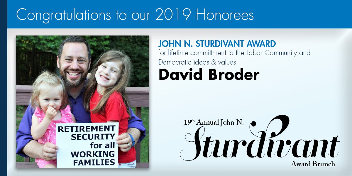 VA11Dems's tweet photo. Congratulations to @Broder512, our 2019 Sturdivant Award winner for commitment to the labor community and to Democratic ideas and values. Join us on May 5 to celebrate: https://t.co/baPvw6f55a https://t.co/AzQB2oB7gj