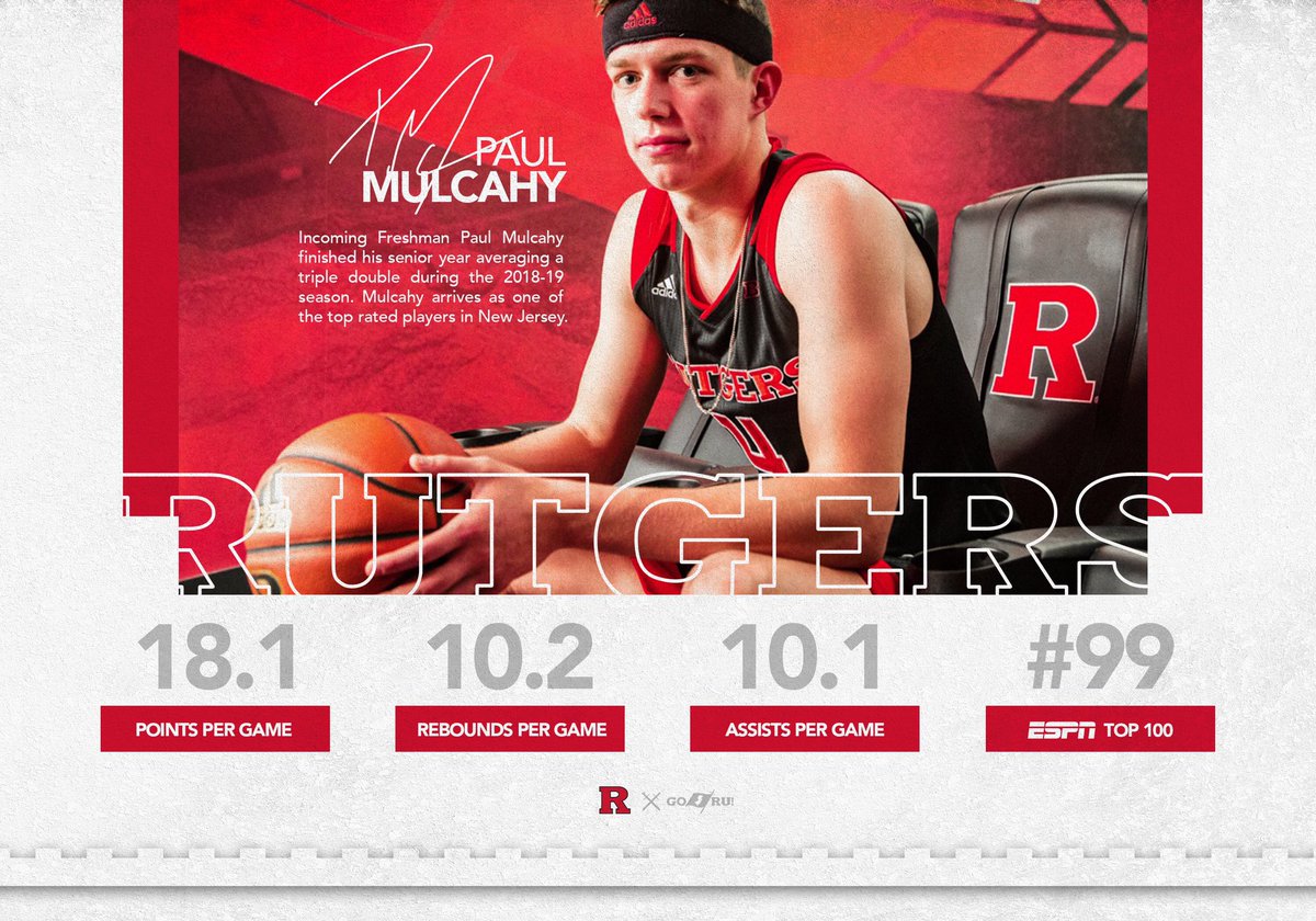 Incoming freshman Paul Mulcahy is the first New Jersey H.S basketball player to AVERAGE a triple-double since 1993.

The Bayonne, NJ native checked in at #99 in the final <a href="/espn/">ESPN</a> Class of 2019 rankings, cementing his status as both a Top 100 &amp; 4-Star recruit.

🛡⚔️ #GardenStatement