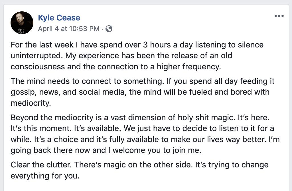 Yes to <a href="/kylecease/">Kyle Cease</a> and his wonderful reminders to tap into the magic within ourselves! What are you connecting to, to grow yourself? #TransformationTuesday #cleartheclutter #kylecease