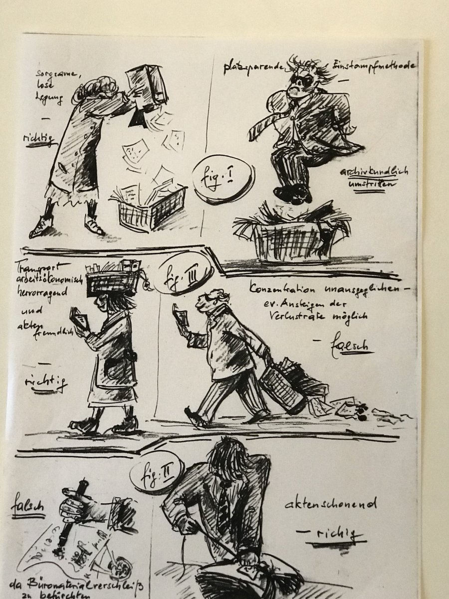 Staatsarchiv's tweet image. #Archive30 #somethingfun The work of archivists, seen through the eyes of Gerhard Rill, archivist of the state archive in Vienna, and a very talented cartoonist #fun #archives