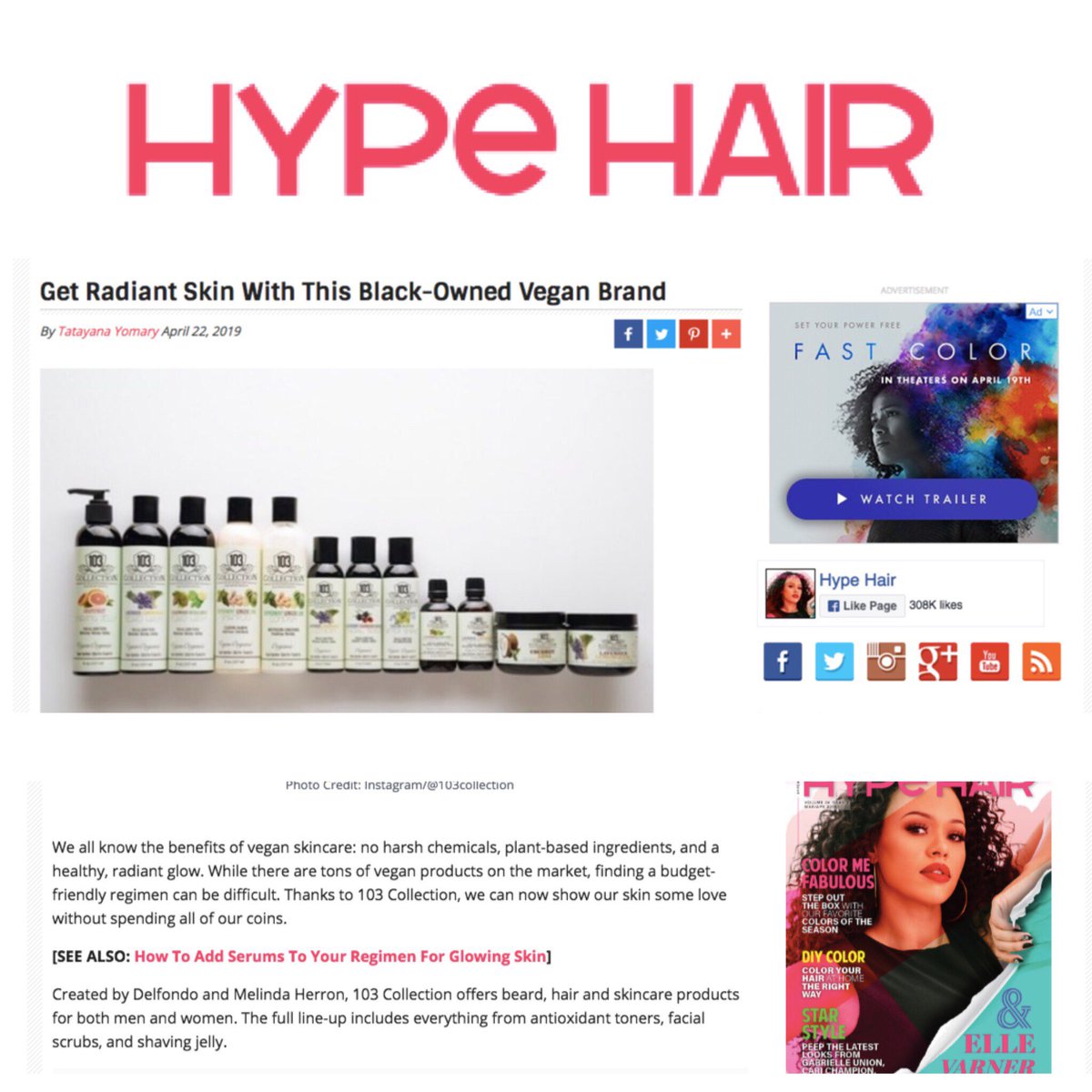 Even @HypeHair is sharing how you can get radiant skin with our plant based skin care. 103collection.com
.
.
#beauty #vegan #plantbased #skin #skincare #hypehair #glowingskin #healthy #gogreenforbae #103collection #gogreenforbae #103beautybelle #crueltyfree #naturalbeauty