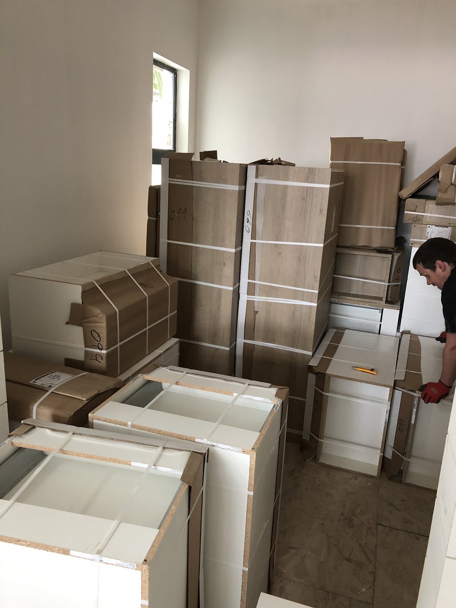 ClassicKitCab's tweet image. It’s cabinet install week at the Stampede Rotary Dreamhome by @HomesByAviYYC. Very excited to be a part of it. Can’t wait to see it done and all dressed up!