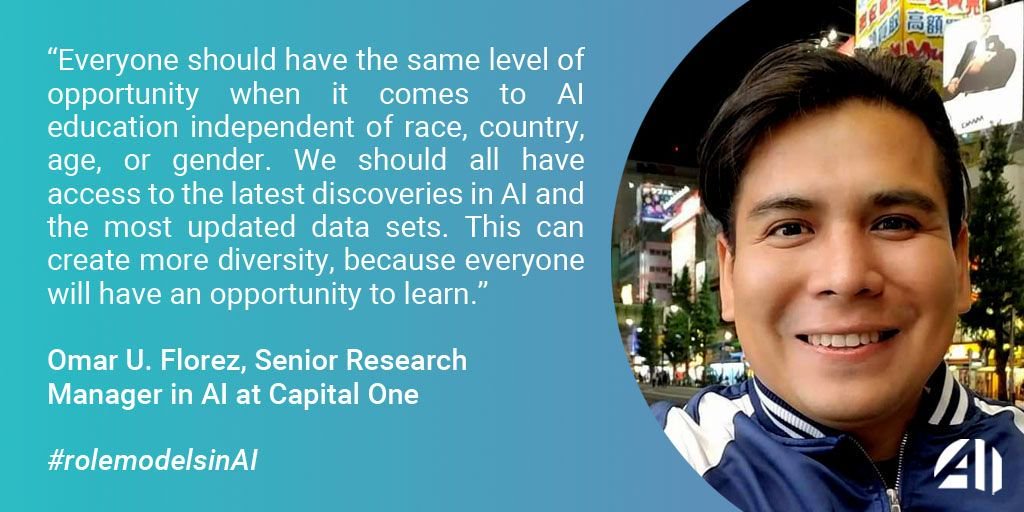 ai4allorg's tweet image. We're excited to feature @OmarUFlorez from @CapitalOne in our #rolemodelsinAI series this week. Read on to learn about his work to create a Spanish-English AI dictionary, his work as Research Committee lead at @_LXAI, and more! buff.ly/2W1gx8y