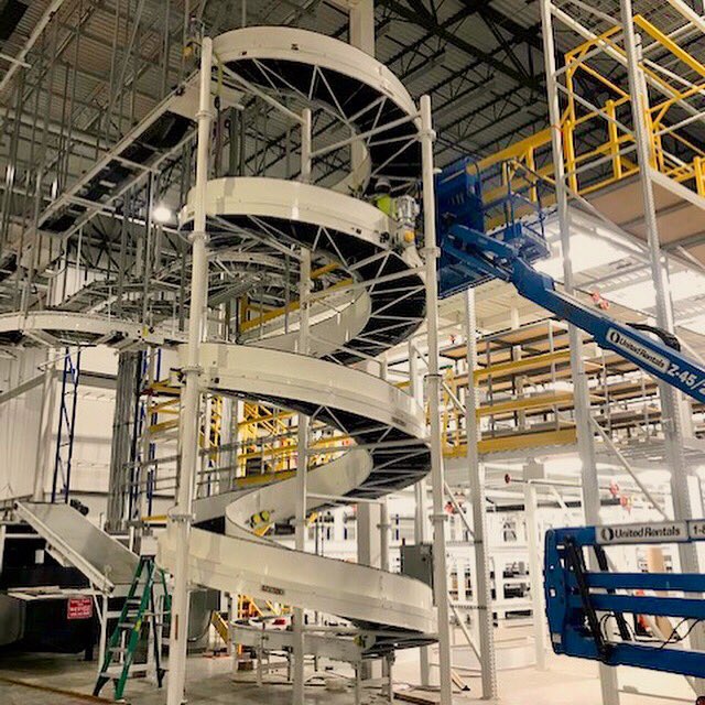 asbeco_'s tweet photo. A spiral conveyor we recently installed in Idaho... 😃⚙️ #conveyorslayers #materialhandling #supplychain #asbeco #projects https://t.co/tVVMpS3OhA