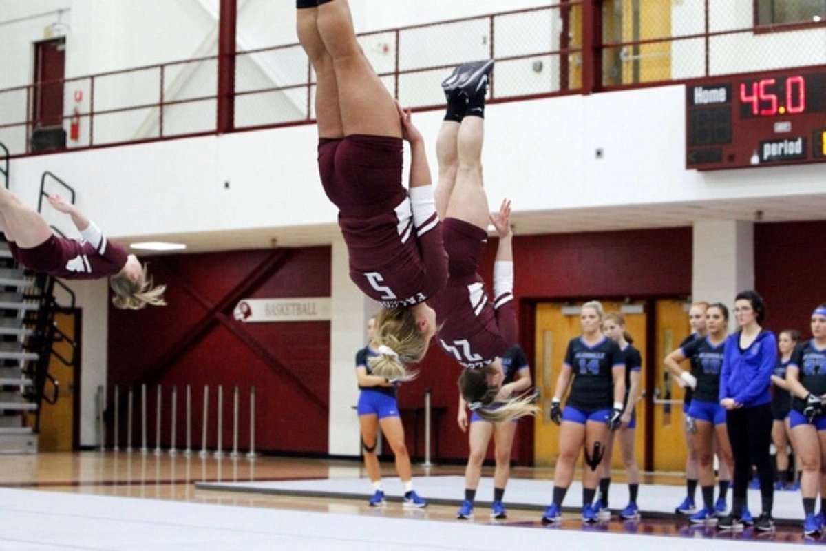 FalconsAcroTumb's tweet image. Flipping straight into the Natty! Catch us Thursday @ 5:30 CT vs. #4 Quinnipiac! #PRACT #SoarFalcons #NCATA