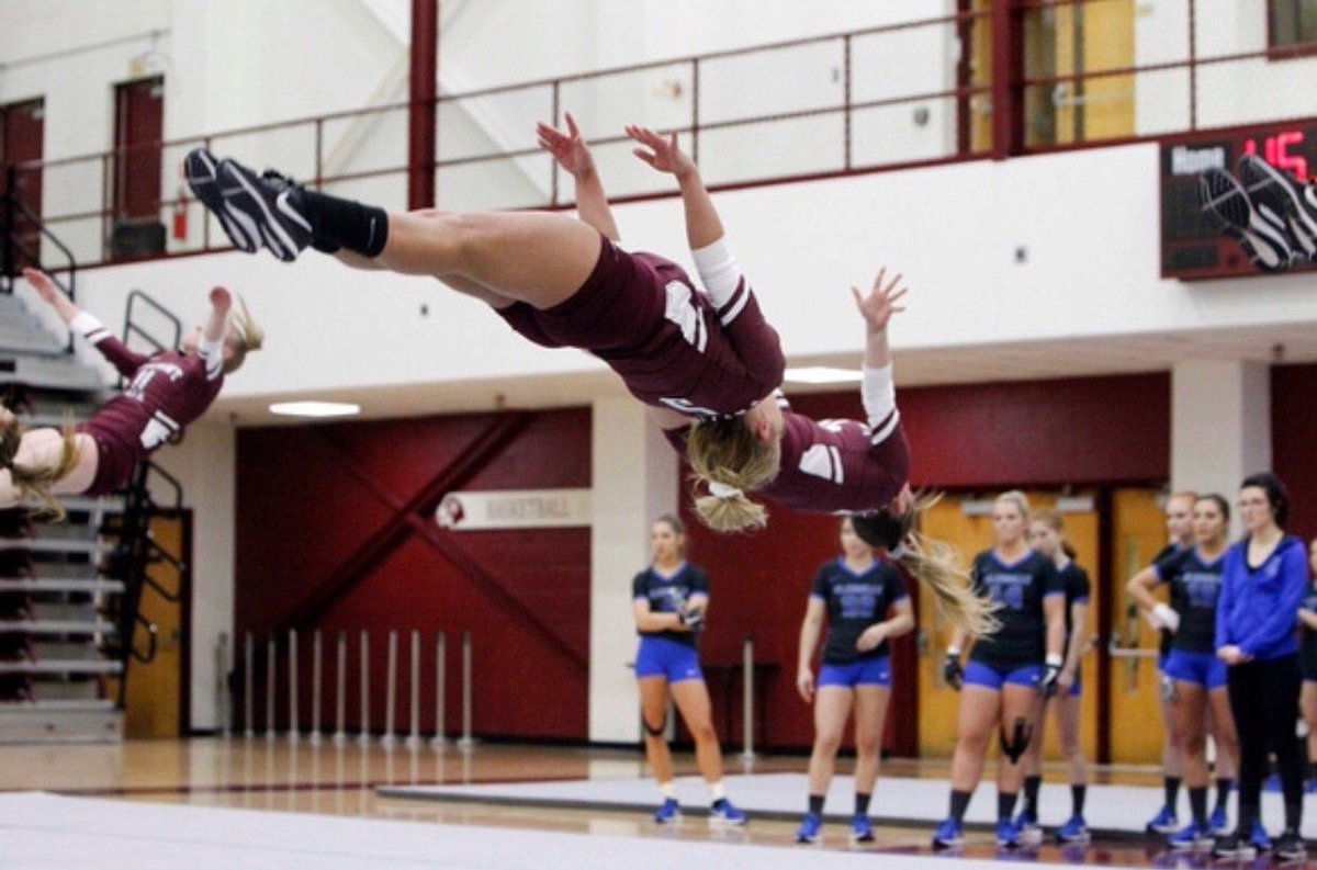 FalconsAcroTumb's tweet image. Flipping straight into the Natty! Catch us Thursday @ 5:30 CT vs. #4 Quinnipiac! #PRACT #SoarFalcons #NCATA