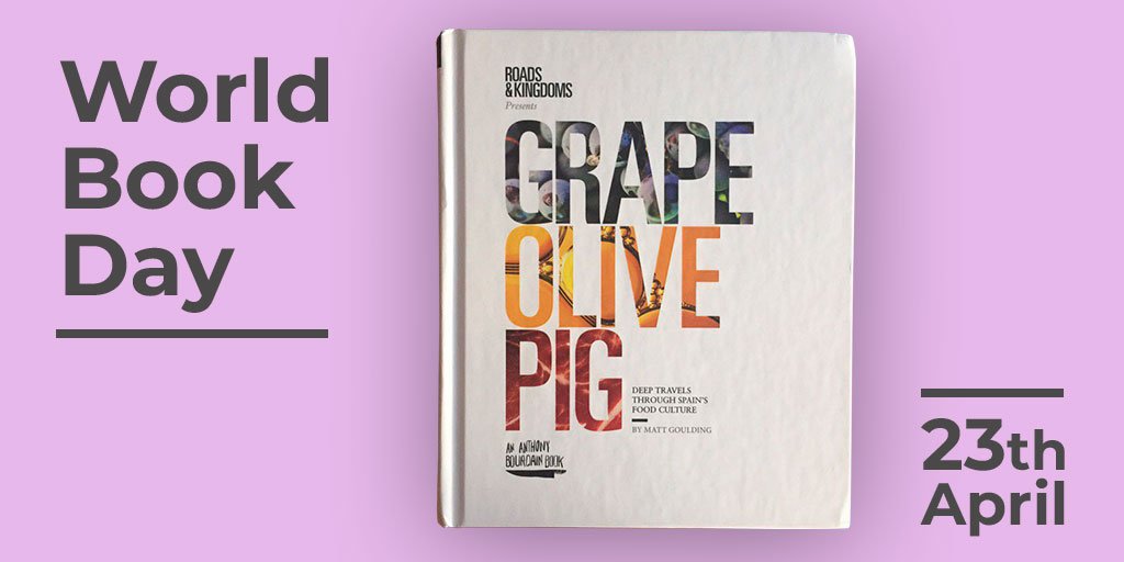 FoodWineSpain's tweet photo. It's difficult to choose one just one book to celebrate #WorldDayBook but we have just remembered one that means a love letter to Spain's gastronomy. Its title? Grape, Olive, Pig. Its author? Matt Goulding. Its publisher? Roads & Kingdoms. #SpanishFood #Travel #SpanishWine https://t.co/Dpl0nJ7gaU