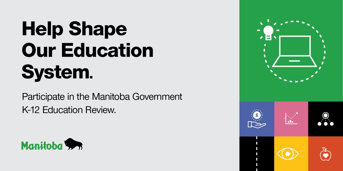 MBGov's tweet photo. The Manitoba commission wants your help to shape Manitoba's education system for the future. Complete the online survey to share your input on education issues that are important to you: https://t.co/rcPmahPbhM https://t.co/9H385D3znH