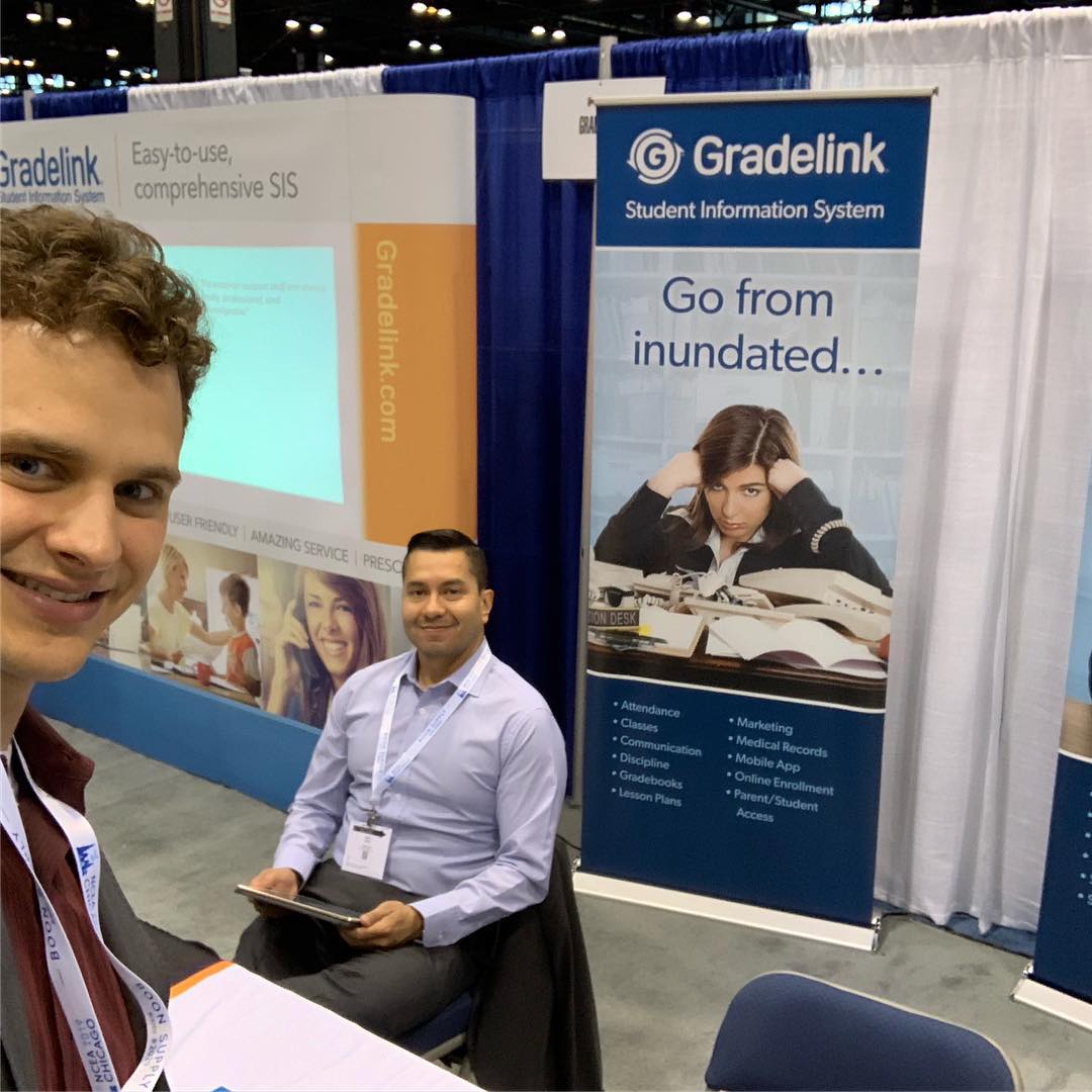 Gradelink's tweet photo. It’s a fabulous first day at #ncea19 in Chicago! Come by for chocolate, enter contests, and learn about #Gradelink! https://t.co/w7lVxKuwGn