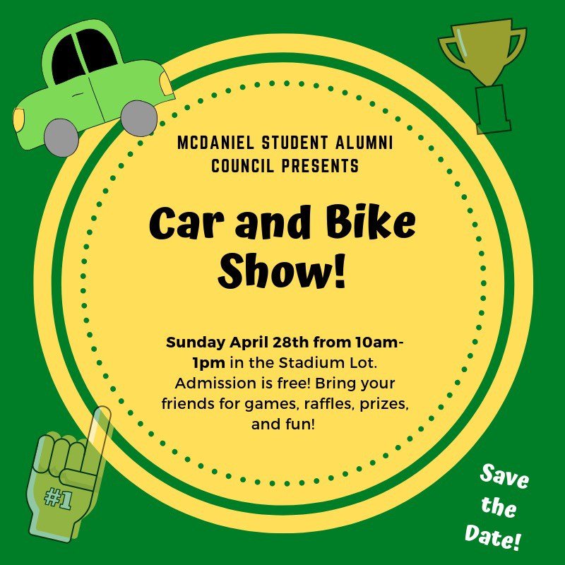 mcdaniel_sac's tweet photo. Come hang out at Student Alumni Council's Annual Car Show this Sunday from 10 AM- 1 PM in the Stadium Lot.  A portion of all proceeds are donated in support of recent alumn and police officer Spencer Wiersberg and his fight against cancer! Check out the link in  our bio! https://t.co/zkg2cb4u7W