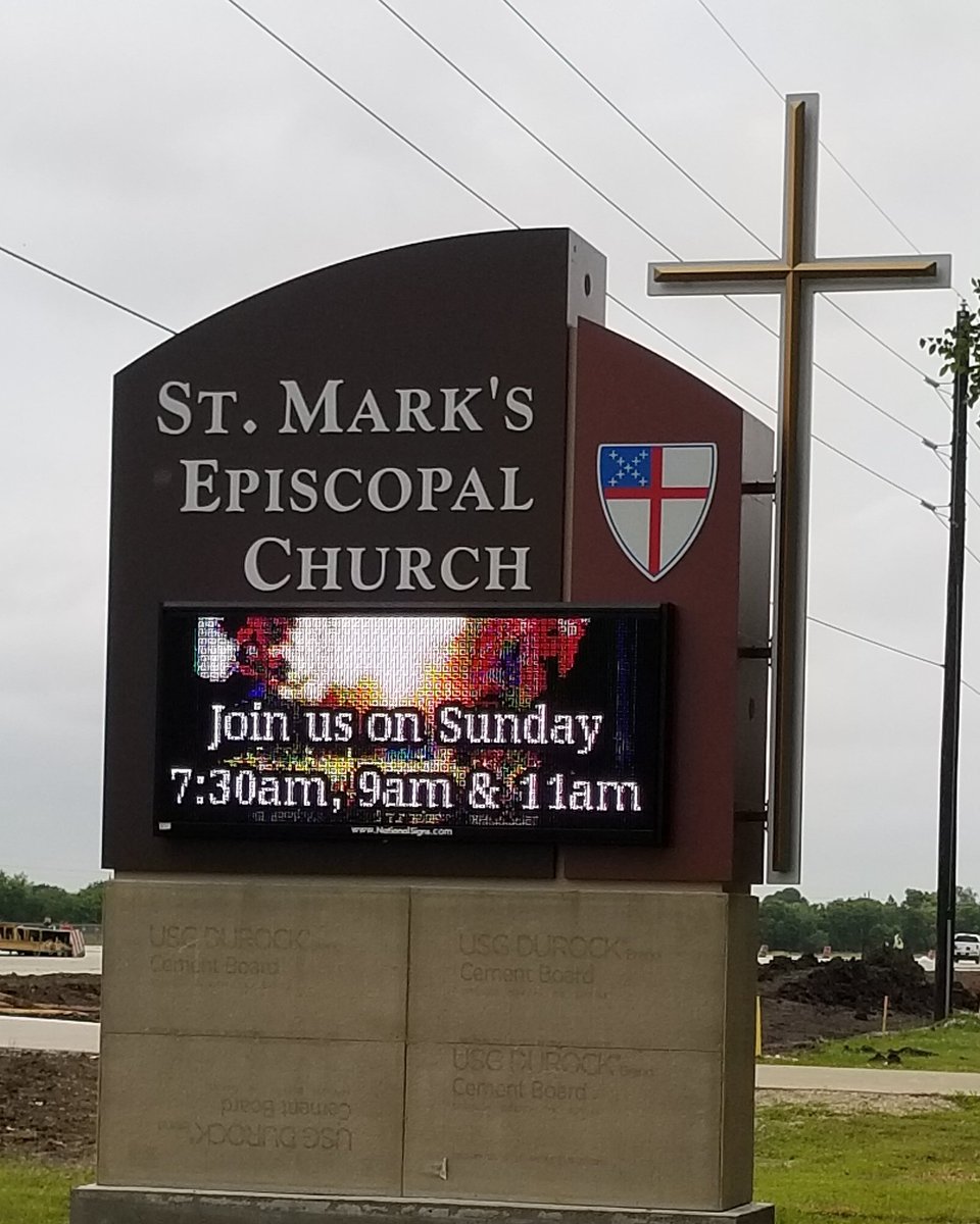 stmarksfortbend's tweet photo. We have power to the sign! https://t.co/uHq2iGHzw4