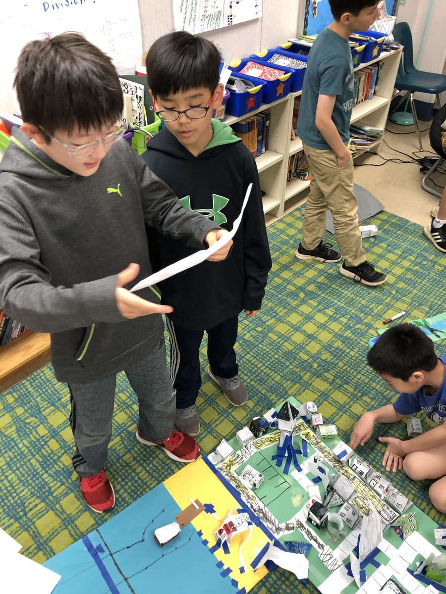 MsLimCPES's tweet photo. Students presented their 3D town project to fifth graders today!!! #mathpbl https://t.co/6Ybe1x3sKi