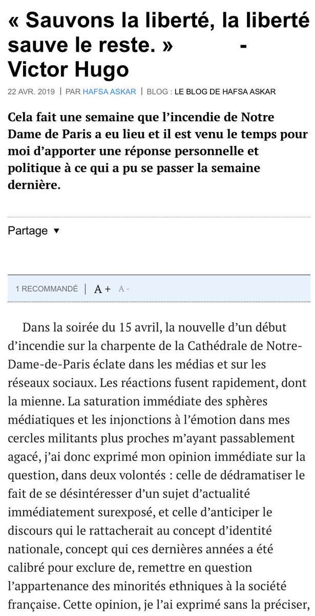 MatthieuGariel's tweet photo. Depuis, la fameuse @arzengels dont le nom est #HafsaAskar, dont on a retrouvé des tas de propos racistes ... a publié un billet dans un blog que Mediapart lui a ouvert.
SPOILER : elle ne s’excuse pas et accuse l’extrême-droite ⤵️
https://t.co/gSuzeDOae7 https://t.co/L5TUz5E2DO