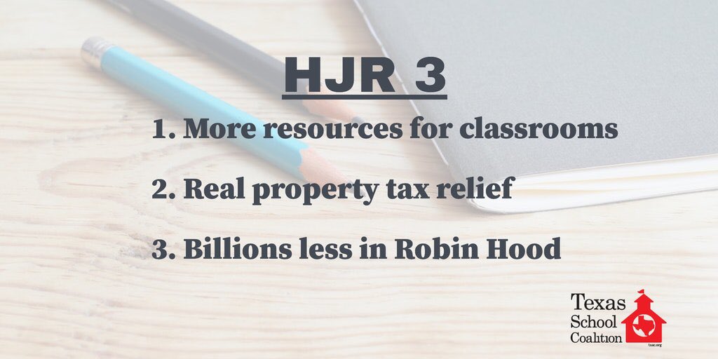 A school district with a tax rate of $1.04 would see it lowered to $1.00 under HB 3 as passed by the Texas House. If the #txlege also passed (and voters approved) HJR 3, that district's tax rate would decrease to $0.85. That's real tax relief delivered in a responsible way.