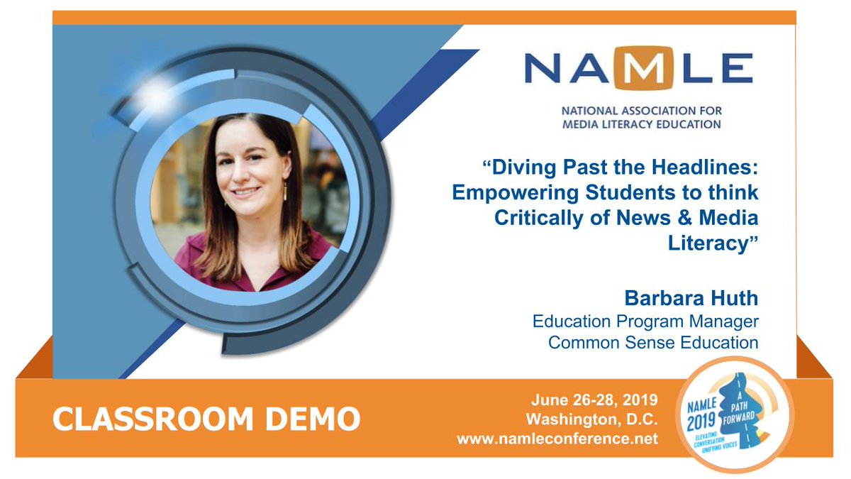 MediaLiteracyEd's tweet photo. Not sure how to teach #medialiteracy in your classroom? Register for #NAMLE2019 and watch educators like @Barbara_Huth from @CommonSenseEd give a live demonstration of a classroom lesson! https://t.co/gGUjDjbiP3 https://t.co/cAycUNb7bR