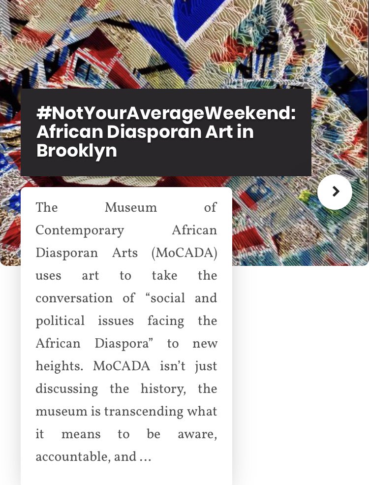 TheWTMApp's tweet image. #NYAW: African Diasporan Art in Brooklyn! Get out of the house this weekend and go check out the #MoCADA in BK‼️
•
•
•
#museumofafricandiaspora 
#Brooklyn 
#Notyouraverageweekend
#whatsthemovenyc