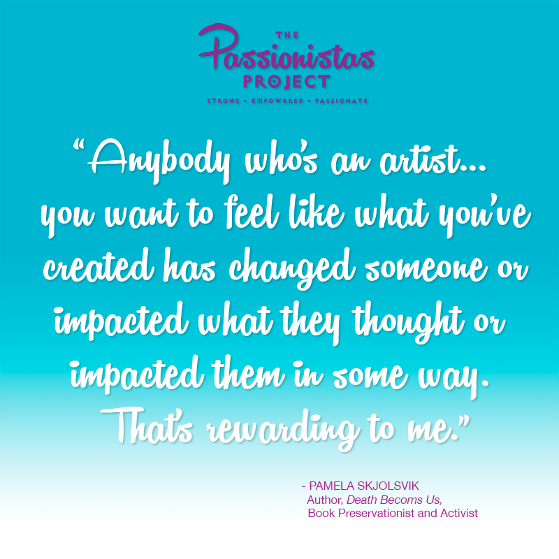 PassionsProj's tweet photo. What's the most rewarding part of your job? #Passionista @pamelaskjolsvik — author and book preservationist — wants to impact people. @PassionsProj. https://t.co/oHvhLpex2D #Author #death #deathwriter #vampire #forever51 #menopause #deathpenalty #storytelling #library https://t.co/7WI6W3RS54