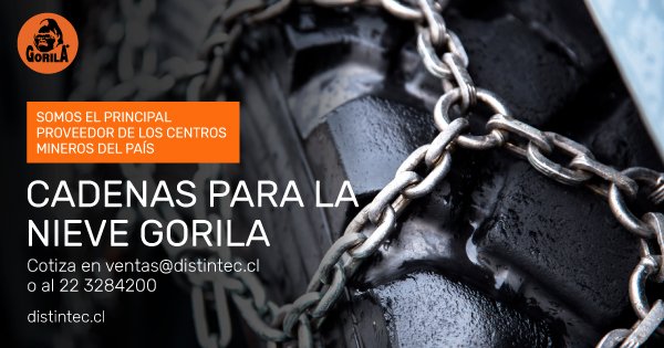 pasiongorilaof1's tweet photo. Su uso como elemento de seguridad es recomendado para trabajos sobre barro, nieve o hielo, útil para bajar y subir pendientes en terrenos resbaladizos. 

Cotiza tus cadenas en ventas@distintec.cl 

#nieve #gorila #distintec #chile https://t.co/Wg7GW9iEEY