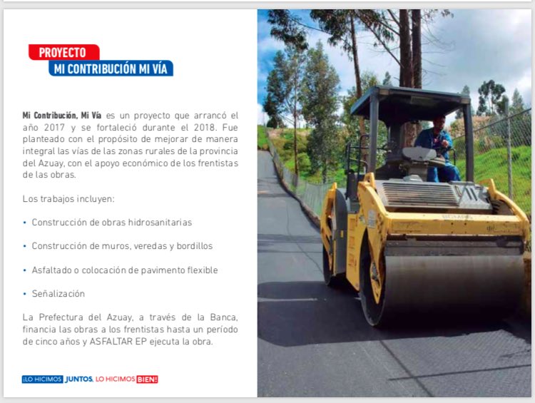 Gestión 2018: Asfaltar EP ejecutó con éxito el proyecto “Mi Contribución, Mi Vía” una propuesta de intervención vial integral.