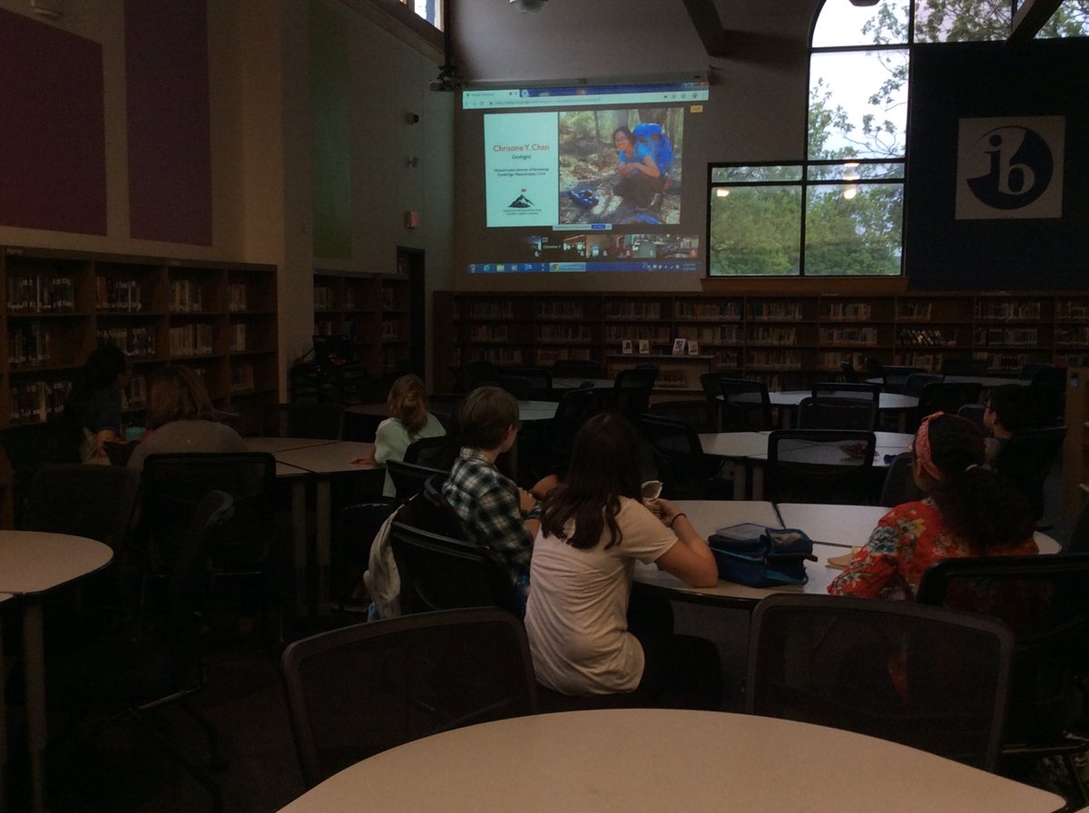 GrishamLibrary's tweet photo. ⁦@GRISHAM_MS⁩ 7th graders are having lunch with Geologist Christine Chen today in the Library. Thanks ⁦@EBTSOYP⁩! https://t.co/sLxDTARZJK