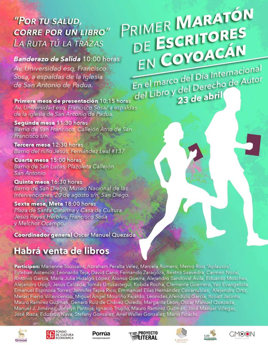 GeneralCoyoacan's tweet photo. La primera mesa fue todo un éxito.
El primer Maratón de Escritores de #Coyoacán, en el marco del Día Internacional del Libro y del derecho de Autor, sigue en marcha. 

Aún puedes disfrutarlo, consulta nuestras sedes.

#DiaDelLibro #EntradaLibre https://t.co/NPjvB8UCFK