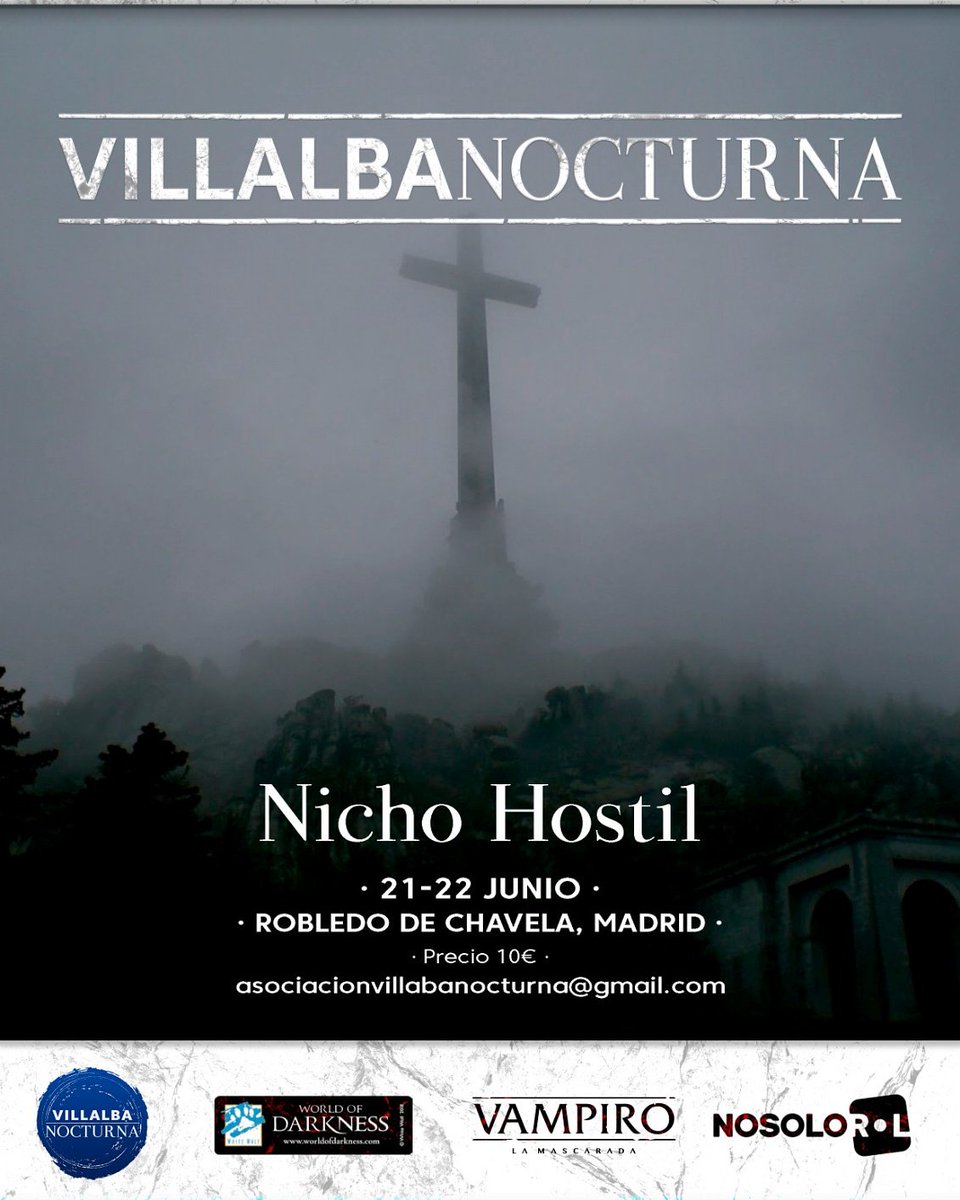 ¡Inauguramos crónica!

Cuando la noche cae en Madrid, las bestias que moran en ella se despiertan hambrientas y temerosas por igual, pues el tiempo en que fueron príncipes y depredadores ha quedado atrás. 

¿Os atrevéis a acompañarnos?

Inscripción: forms.gle/KUSPtwJGCKAPWZ…