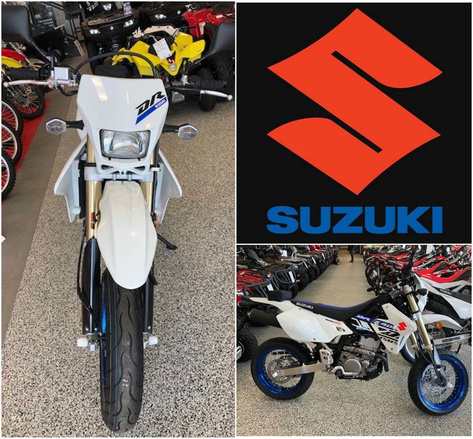 THE ESSENCE OF SUPERMOTARD RIDING The 2019 Suzuki DR-Z400SM - Fun to Ride 398 cc, 5-speed, inverted front forks, 10 inch ground clearance, 35 inch seat height, only 321 pounds,