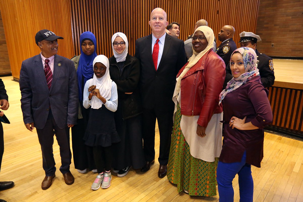 Police Commissioner O'Neill with members of the Muslim community