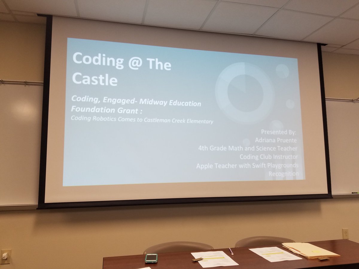MrsPruenteCCE's tweet image. Just finished presenting for the @MISDFoundation, to thank them for our coding grant and show them all the amazing things coding club is doing with it! Thank you for inviting me to present!
#codingatthecastle
#thisiscce
#ThisIsMidway
@CastlemanCreek
#1midwaymath
#1MidwayScience