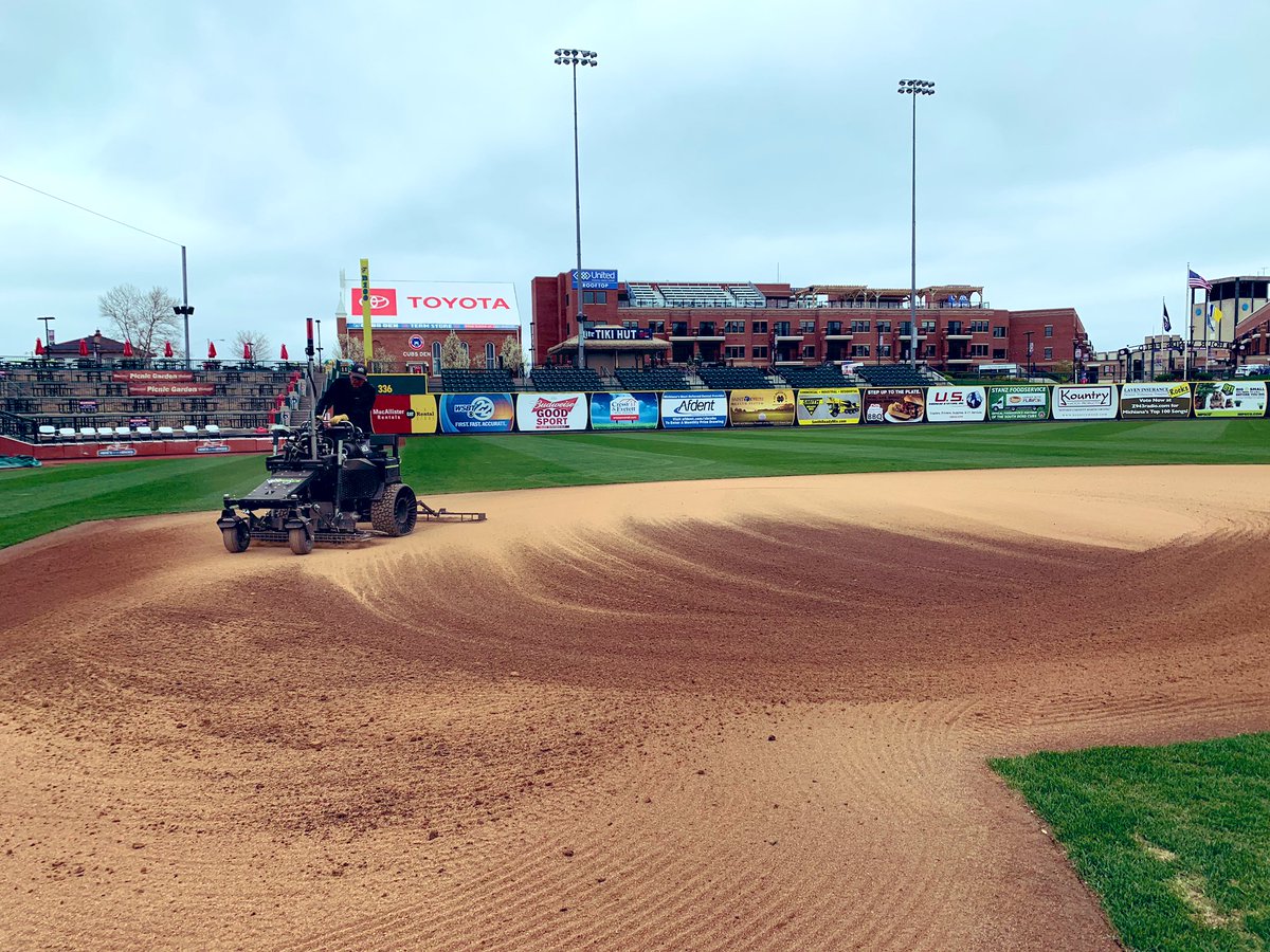 ABISportsTurf's tweet photo. South Bend Cubs have a few days while the team is traveling. @tjwohlever and @Jharper285 got to demo the #ABIForceZ23SL and laser grade the infield using the VibraFlex. Rolling and water comes next! #TurfTip #PracticePrecision #Lasergrading https://t.co/RHrBcwRwcW