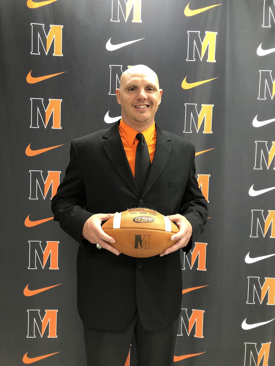 The_Matty_D's tweet photo. Congratulations to new Morristown East football coach Caleb Slover. He and his wife Jennifer and son Austin are excited to be Hurricanes. Austin was so excited to put on a jersey and helmet and ran around Burke-Toney Stadium for a while this morning! https://t.co/xhRa11ASge