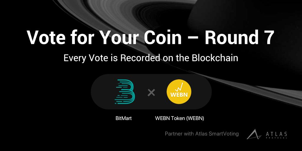 BitMartExchange's tweet photo. 🚀Vote $WEBN to help @WebnProject get listed on BitMart for free by visiting https://t.co/lmtX6Pt3KJ! You can have 1 free vote per hour!

👉Follow @BitMartExchange &amp; RT this post for a chance to win 2,000 $BMX! (1 lucky winner will be drawn by 10 AM 5/8)

#BitMart #WEBNToken https://t.co/A6bQuCYEuO