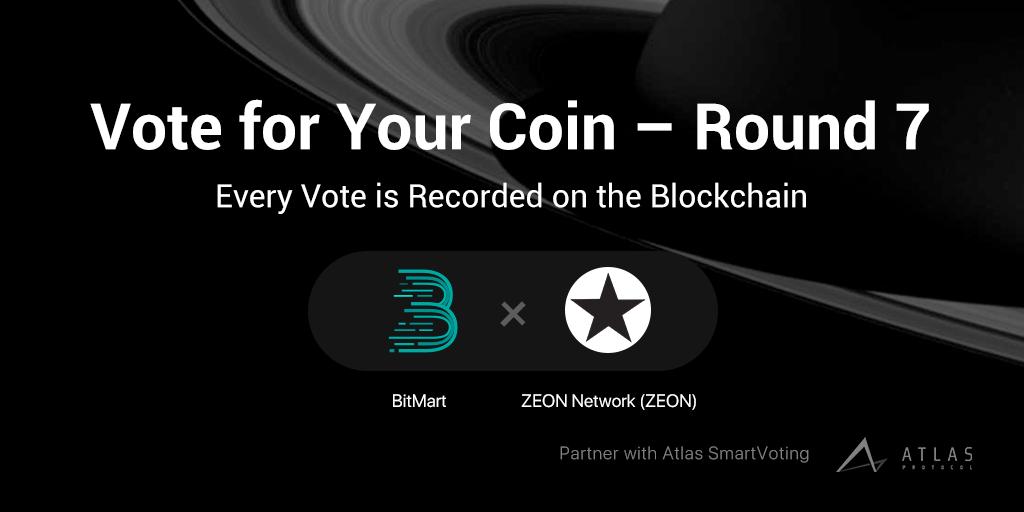BitMartExchange's tweet photo. 🚀Vote $ZEON to help @zeon_coin get listed on BitMart for free by visiting https://t.co/lmtX6Pt3KJ! You can have 1 free vote per hour!

👉Follow @BitMartExchange &amp; RT this post for a chance to win 2,000 $BMX! (1 lucky winner will be drawn by 10 AM 5/8)

#BitMart #ZEONnetwork https://t.co/Pu2cUaIKix