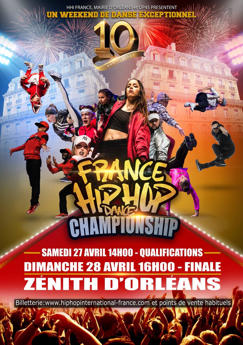 OfficialHHI's tweet photo. Hip Hop International France 2019
France Hip Hop Dance Championship 
Zenith D' Orléans!
Saturday 27: Preliminaries
Sunday 28: Finals!

Ticketing Hhi France: 
https://t.co/NOZ3VX92VP…

#HHIFR19 #HHIFrance #Les10ans #ZenithOrleans
#27et28Avril2019 #GoForGold2019 https://t.co/Zkeaii4los
