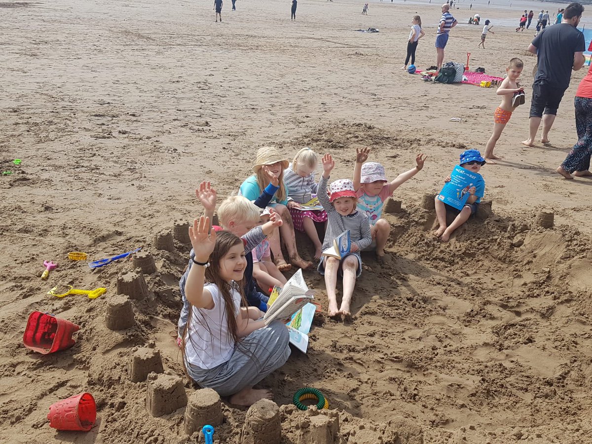 KarenG2608's tweet photo. 5 members of 3RT and all their siblings extreme reading in Barrybados in a hole they sort of dug themselves!! @whitchurchprm #WPSreadingchallenge https://t.co/iJd1ta9mZr