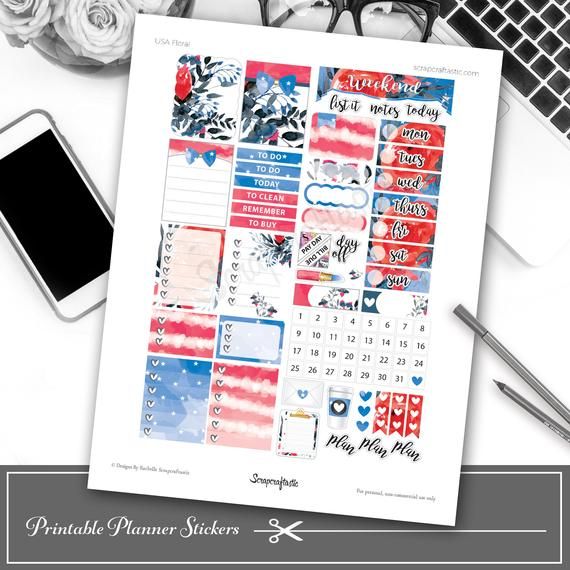 scrapcraftastic's tweet image. USA Floral Printable Planner Stickers | Memorial Day | 4th of July | Independence Day buff.ly/2KWgx8R #printablesticker #plannerstickers #plannerdecor