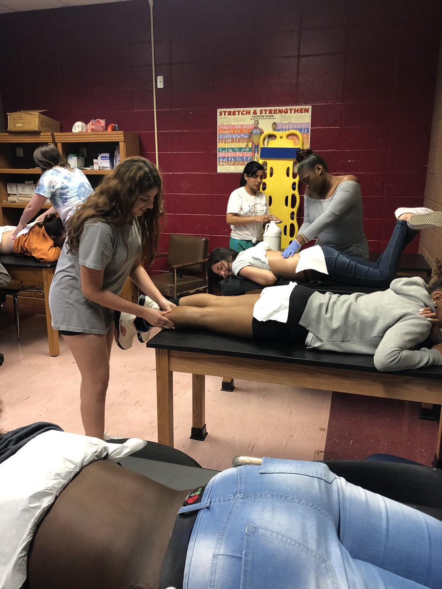 Learning therapeutic massage in sports medicine today. I wonder why they love this part so much? 🤷🏼‍♀️🤔 <a href="/PVHigh/">Pinson Valley High School</a> <a href="/JEFCOCareerTech/">JEFCOED Career Tech</a>